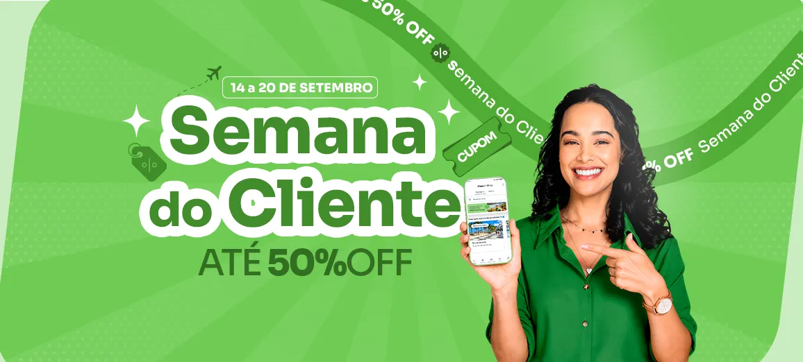 Até 50% OFF. Oferta pra todo mundo viajar!