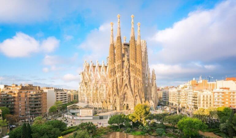 Vista da catedral da cidade de Barcelona na Espanha