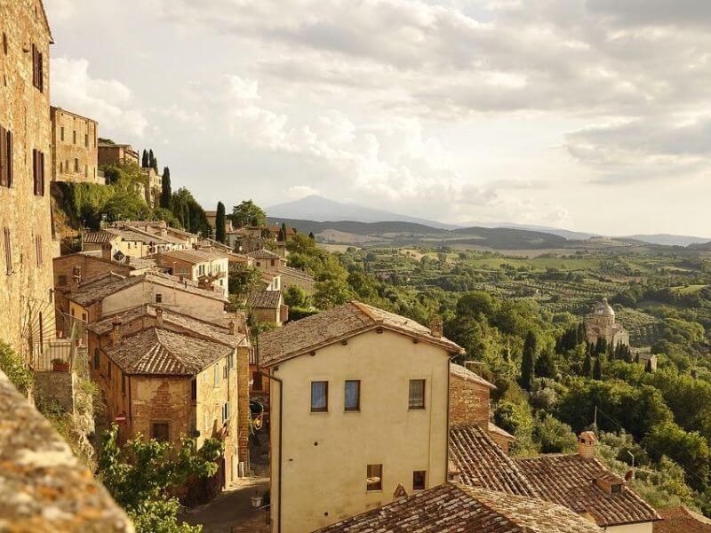 vista das casas na Toscana, Itália